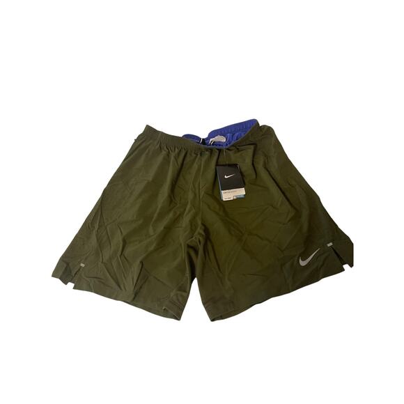 Nike Dri Fit NWT Medium Green 2 in 1 Shorts Drawstring Elastic Waist  7 inseam - Picture 1 of 7